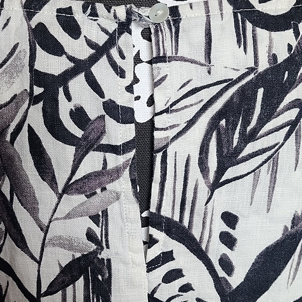 Tahari 100% Linen Black & White Leaf Print Dress Size 3X - Picture 4 of 10